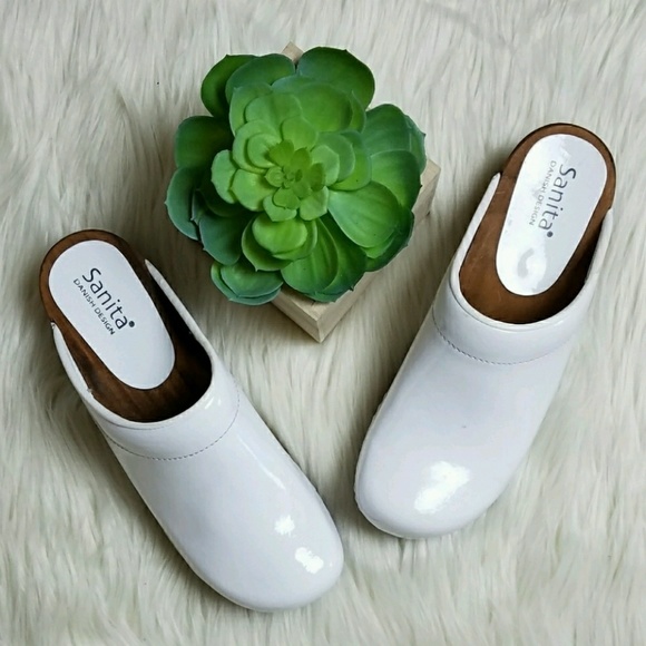 sanita white clogs